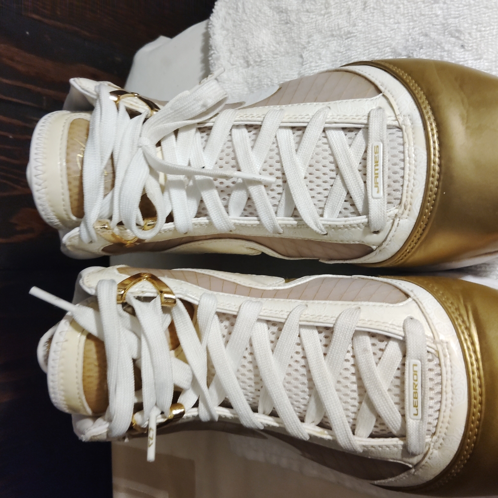 Loewe White and Gold High-Top Sneakers